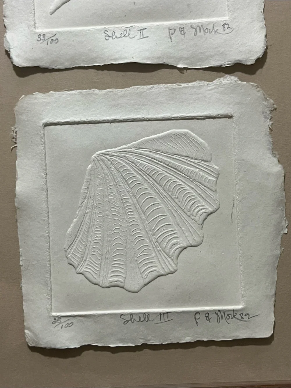 Vtg Embossed Shell Artwork Set of 3 Signed Numbered Frame Rare 1982 Costal Decor